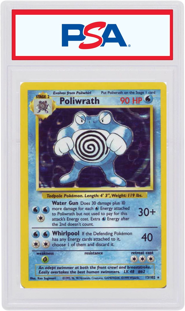 13/102 Holo Pokemon Card Base Set POLIWRATH EXC/NEAR MINT